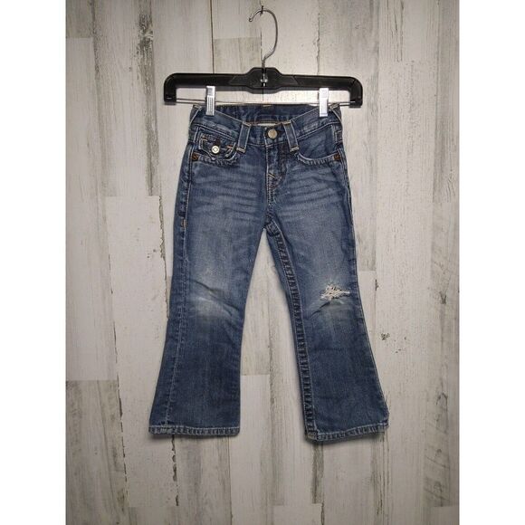True Religion Billy Bootcut Jeans Big Stitch Distressed Youth Girls 4 - Picture 1 of 10